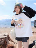 Black Friday Joskaa Kawaii Cat Print T-shirts Women Japan Style Kitten Long Sleeve Cutecore Tops E-girl T-Shirt for Teen Girl Pullover Alt