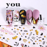 Joskaa 5D Halloween Nail Art Sticker Skull Sliders Head Flower Decals Nails  Anime Design Holiday Decorations For Manicure Accessories