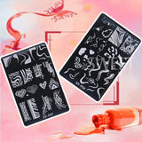 Joskaa Nail Art Stamping Plate Y2K Love Heart Designs Geometry Flower Drawing Printing Stamp Templates Nail Charm Mold Stencil Tools