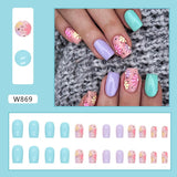 Joskaa Christmas manicure   Fall nails back to school W841- W880 24pcs False Nails Tips with Glitter Design Press on Stick-on Nail Tips for Women and Girls