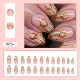 Joskaa Christmas manicure    Fall nails back to school W681-W720 24pcs/Box High Appearance Fake Nails Detachable and Wearable Equipped with Glue