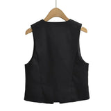 Back To School Joskaa Women chic Beaded Linen lace-up Vest Sleeveless Jackets Vintage V-Neck Waistcoat Female Chic Tank Tops high quality women's wear