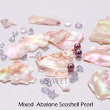 Joskaa Elegant Pearl Abalone Seashell Nail Manicure Decoration Shimmer Aurora Irregular Shell Slice Flake Fragment Mermaid Charm Sequin