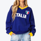 Back To School Joskaa Y2k Gothic Hip Hop Pullover Hoodies Women Punk V-neck Hooded 2024 Autumn New ITALIA Letter Loose Long Sleeve Oversize Sweatshirt