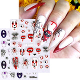 Joskaa 5D Acrylic Nail Sticker Halloween Ghost Skull Blood Drips Lip Design Decal Spider Witch Pumpkin Nail Art DIY Manicure Decoration