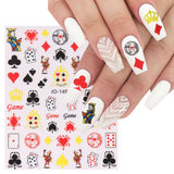 Joskaa 3D Poker Design Nail Art Stickers Playing Cards Tip Sliders Abstract Decals Foil Adhesive Decorations Manicure Accessories LYJO