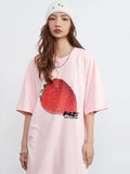 Back To School Joskaa Cotton Kawaii Strawberry Graphic T Shirts Y2k Streetwear Oversized Funny Short Sleeve Summer White Tops Cutecore Clothes