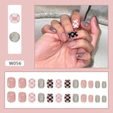 Joskaa Christmas manicure   Fall nails back to school W041-W080 High Appearance False Nails 24pcs Per Box Detachable and Wearable Fake Nails Equipped with Glue