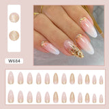 Joskaa Christmas manicure    Fall nails back to school W681-W720 24pcs/Box High Appearance Fake Nails Detachable and Wearable Equipped with Glue