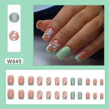 Joskaa Christmas manicure   Fall nails back to school W841- W880 24pcs False Nails Tips with Glitter Design Press on Stick-on Nail Tips for Women and Girls