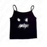 Joskaa Crop tops O-neck Slim Hot Grunge Print Goth Halter tops Y2K Woman's Sling Harajuku Metal Rock emo Punk Vintage Hip Hop Chic Vest