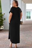 Joskaa Plus Size V-Neck Short Sleeve Maxi Dress