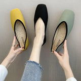 Joskaa 2024 Cotton Fabric Flats Shoes Women Yellow Ballerina Socks Shoes Women Loafers Slip on Flat Heel Mule Shoes Plus Size 43