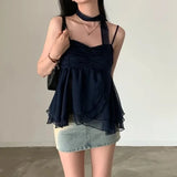 Joskaa 2000s Aesthetic Sleeveless Solid Tops Hot Girls Korean Fashion Sweet Tank Top Summer Casual Basic Pure Color Camis Woman Chic