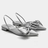 Joskaa 2024 Fashion Shoes Female One Pedal Women's Pumps Summer Pointed Toe Bow Tie Sexy Dress Party Shoes Ladies Shallow Chunky Heels