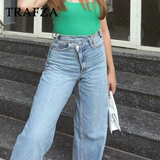 thanksgiving outfit Joskaa 2024 Autumn Winter Casual Women Jeans Fashion Streetwear Vintage Pockets Tierred High Waist Chic Ladies Long Denim Pants