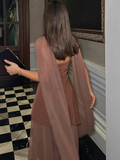 Joskaa New Shawl Collar Off Shoulder Maxi Dress Summer Women Patchwork Solid Color Midi Vestidos Fashion Lady Holiday Party Robes 2025