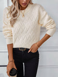 christmas outfit Joskaa Long Sleeves Loose Solid Color Split-Joint Round-Neck Pullovers Sweater Tops