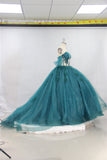 Joskaa Princess Ball Gown Party Dresses Sweet Off Shoulder Green Vestido De Gala Noche Mujer Floor-Length Organza Dress Women-(PRE-ORDER)