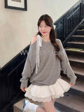 Joskaa Korean Style Patchwork Mini Dress Long Sleeve Sweatshirts Dress Women 2000s Aesthetic Frocks Party Gyaru Coquette Y2k Streetwear