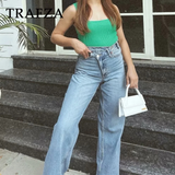 thanksgiving outfit Joskaa 2024 Autumn Winter Casual Women Jeans Fashion Streetwear Vintage Pockets Tierred High Waist Chic Ladies Long Denim Pants