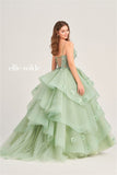 Joskaa Gorgeous Ball Gown Prom Dress Fuchsia 3D Flower Vestidos De Fiesta Spaghetti Strap Multilayer Wedding Dress فساتين سهرة-(PRE-ORDER)