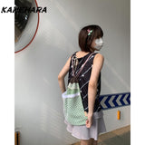 Joskaa Mint Green Diagonal Stripe Pentagram Printed Vest Summer New Style Cute Sweet Loose Camisole العاب جنسية Y2k Camis