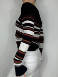 Joskaa Off Shoulder Striped Print Sweaters