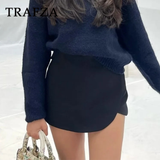 thanksgiving outfit Joskaa 2024 Autumn Winter Women Casual Mini Asymmetrical Skirts Shorts Fashion Sexy High Waist Solid Back Pockets Female Shorts