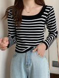 Joskaa Stripe Print Long Sleeves Knits