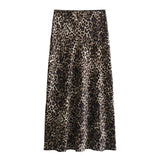 Joskaa women's skirts leopard midi skirt woman vintage high waist skirts for women print summer long skirt stylish elegant skirts