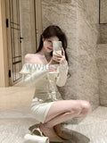 Joskaa French Elegant Y2k Mini Dress Women Long Sleeve Solid Slim Dress Birthday Party Evening Korean Fashion Dress Vestidos Mujer