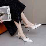 Joskaa 2024 Summer New Band Women Sandal Fashion Pointed Toe Cross Strpa Gladiator Shoes Thin High Heel Dress Pumps Shoes