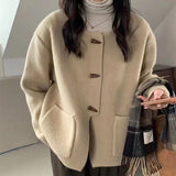 christmas outfit Joskaa Korean Style  Women Coats Daily Casual Comfortable Loose Sweaters Long Sleeve Coat Sweet Ladies  Autumn Winter Clothes