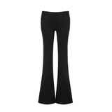 Joskaa Retro Basic Solid Color High Waisted Slightly Flared Sports Leggings Spring Versatile Slimming Casual Sweatpants Y2k