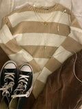 Joskaa Casual all-match vintage sweater Harajuku hip-hop streetwear autumn and winter chic striped sweater cute sweetheart emo girl top