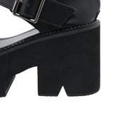 Joskaa 2024 New Black Chunky Heeled Sandals