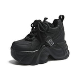 Joskaa 2024 New Black Platform Leather Chunky Sneakers