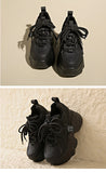 Joskaa 2024 New Black Platform Leather Chunky Sneakers