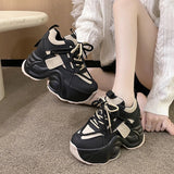 Joskaa 2024 New Black Platform Sneakers Hidden Heels