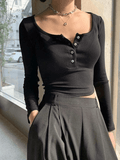 Joskaa Button Up Long Sleeve Crop Top