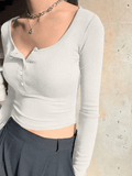 Joskaa Button Up Long Sleeve Crop Top