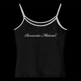 Joskaa Harajuku Gothic Punk Grunge Women's Camisole Tops Sexy Fashion Casual Slim Fit Emo Girl Tees Y2K Hip Hop Letter Print Streetwear