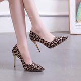 Joskaa Autumn Sexy Leopard Print Women's Shoes High Heels Elegant Office High Heels Women's Animal Print Pointed Toe Luxury Shoes