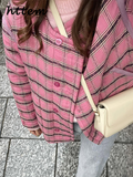 Joskaa Casual Plaid Padded Coats Women Vintage O-neck Button Pockets Long Sleeve Quilted Jackets 2024 Autumn Winter Lady Cotton Outwear