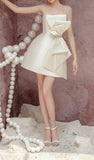 Joskaa Simple Sheath Strapless Ivory Satin Homecoming Dress (PRE-ORDER)