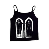 Joskaa Streetwear Skull emo Harajuku Halter tops Punk Rock Horror Sport Vest Aesthetic Woman Sling Y2K Gothic Camisole Vintage Singlet