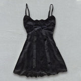 Joskaa Gothic Punk Rock Hip Hop Aesthetic Emo Girl Camisole Top Sexy Slim Chic Fashion Casual Lace Bow Crop Top Y2K Harajuku Streetwear