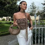 thanksgiving outfit Joskaa 2024 Spring Summer Streetwear LEOPARD Print Women Suits Fashion Strapless Sleeveless Tops+Chic Elegant Pencil Long Skirts