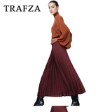 thanksgiving outfit Joskaa 2024 Spring Summer Casual Folds Long Skirts Fashion Vintage Solid Satin Oversized High Waist Chic Elegant Lady Skirts